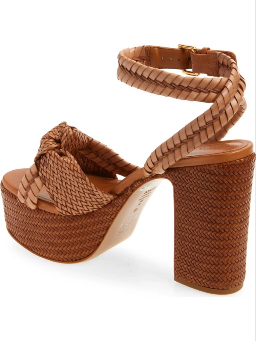 Schutz Khari Chunky Platform Sandals Size 6.5 Brown Woven Block Heel NEW - Picture 3 of 16